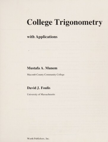 Book cover for College Trigonometry Munem