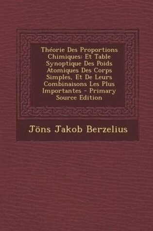 Cover of Theorie Des Proportions Chimiques