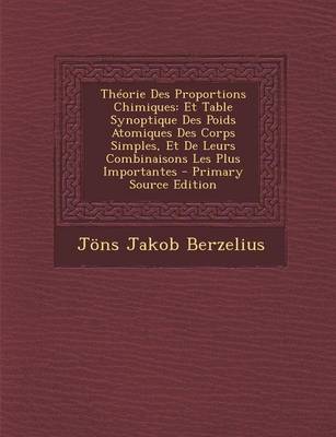 Book cover for Theorie Des Proportions Chimiques