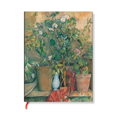 Book cover for Cezanne’s Terracotta Pots and Flowers Midi Unlined Hardback Journal (Elastic Band Closure)
