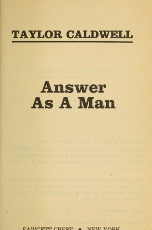 Cover of Answer as a Man