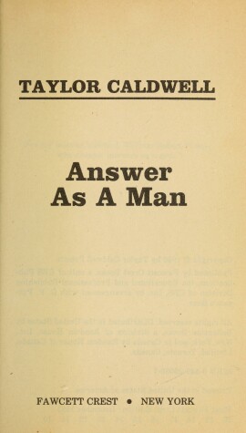 Book cover for Answer as a Man