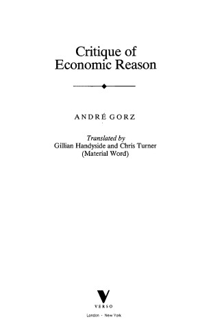 Book cover for Critique of Economic Reason