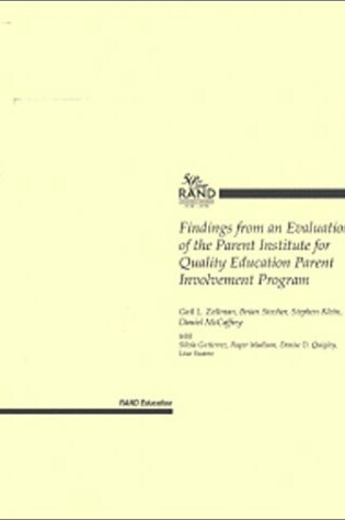 Cover of Findings from an Evaluation of the Parent Institute for Quality Education Par Involvement Program