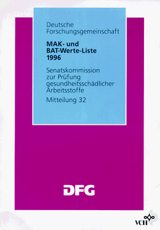 Book cover for Mak- Und Bat-Werte-Liste 1996 Maximale Arbeitsplatzkonzentrationen Und Biologische