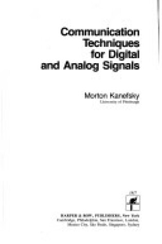 Cover of Communication Techniques for Digital and Analog Signals