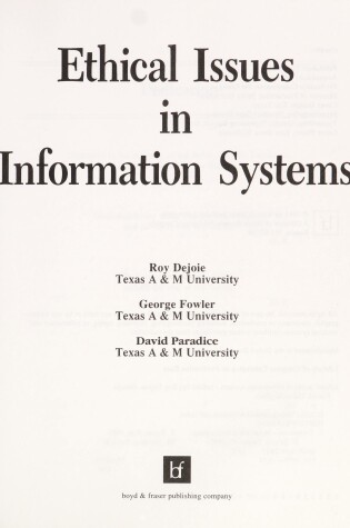 Cover of Ethical Issues in Information Systems