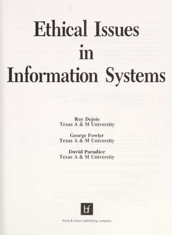 Book cover for Ethical Issues in Information Systems