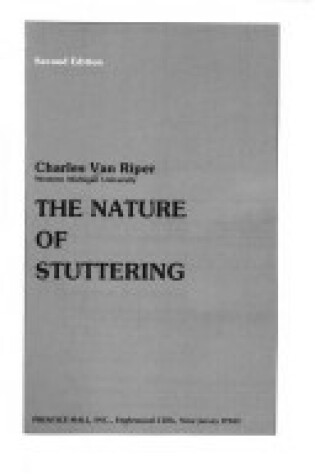 Cover of Nature of Stuttering