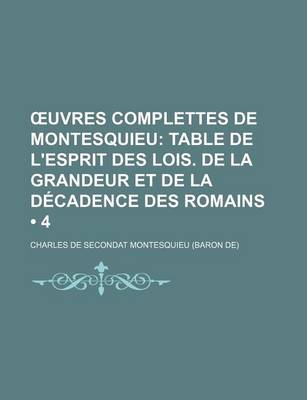 Book cover for Uvres Complettes de Montesquieu (4)