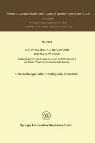 Cover of Untersuchungen UEber Bandagierte Zahnrader