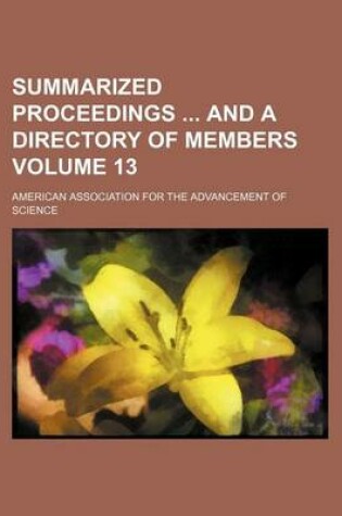 Cover of Summarized Proceedings and a Directory of Members Volume 13