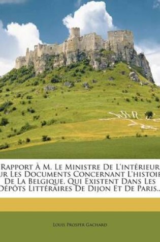 Cover of Rapport A M. Le Ministre de l'Interieur Sur Les Documents Concernant l'Histoire de la Belgique, Qui Existent Dans Les Depots Litteraires de Dijon Et de Paris...