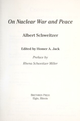 Cover of On Nuclear War and Peace