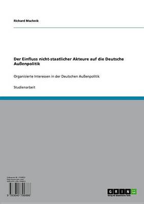 Book cover for Der Einfluss Nicht-Staatlicher Akteure Auf Die Deutsche Aussenpolitik