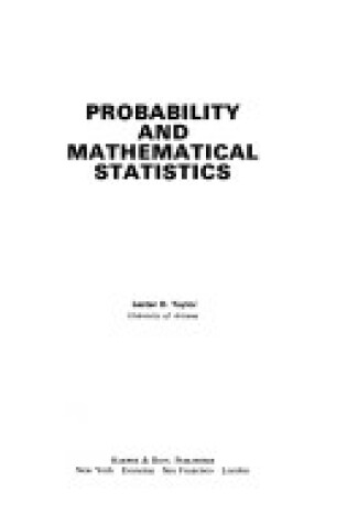 Cover of Probability and Mathematical Statistics