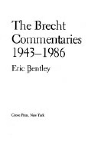 Cover of The Brecht Commentaries 1943-1986