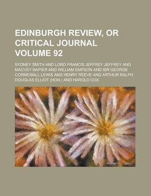 Book cover for Edinburgh Review, or Critical Journal Volume 92