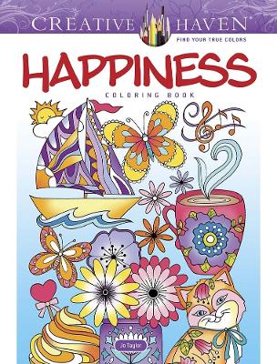 Book cover for Creative Haven Happiness Coloring Book