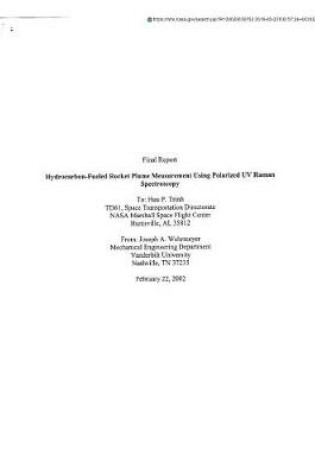 Cover of Hydrocarbon-Fueled Rocket Plume Measurement Using Polarized UV Raman Spectroscopy
