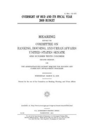 Cover of Oversight of HUD and its fiscal year 2009 budget