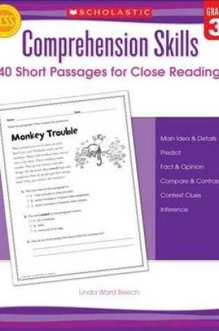 Cover of Comprehension Skills: 40 Short Passages for Close Reading: Grade 3