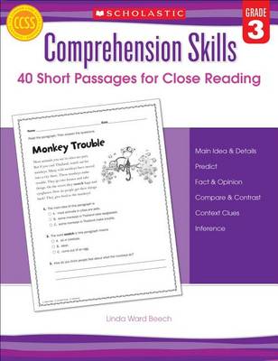 Book cover for Comprehension Skills: 40 Short Passages for Close Reading: Grade 3