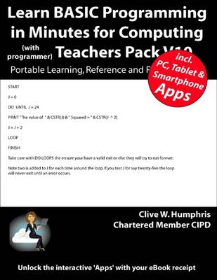 Book cover for Learn BASIC Programming in Minutes for Computing Teachers Pack V10