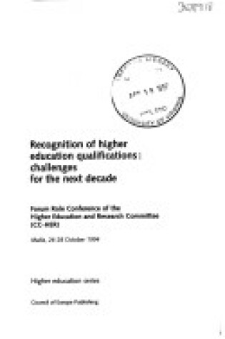 Cover of Recognition of Higher Education Qualifications