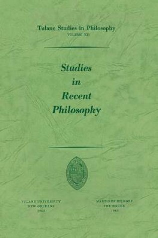 Cover of Studies in Recent Philosophy