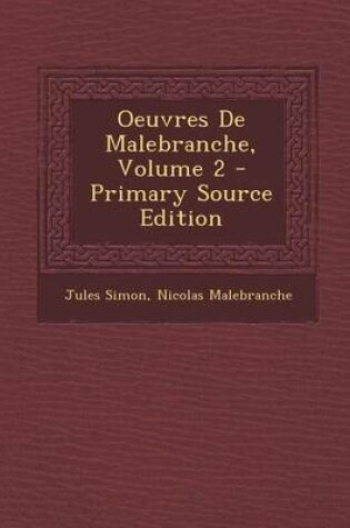 Cover of Oeuvres de Malebranche, Volume 2