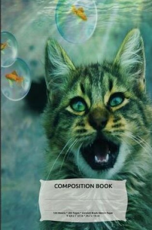 Cover of Cat & Bubble Fish Composition Notebook, Unruled Blank Sketch Paper
