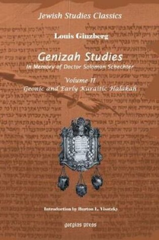 Cover of Genizah Studies in Memory of Doctor Solomon Schechter (Vol 2)