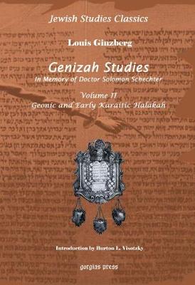 Book cover for Genizah Studies in Memory of Doctor Solomon Schechter (Vol 2)