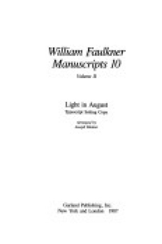 Cover of Light in August/Manuscript