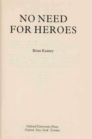 Cover of No Need for Heroes
