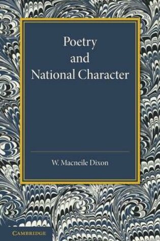 Cover of Poetry and National Character