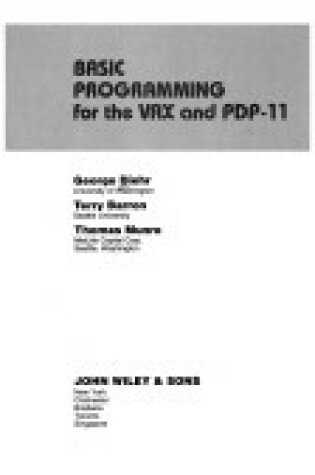Cover of Diehr: Basic Programming for the Vax and Pdp-1 1