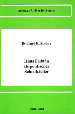 Cover of Hans Fallada als Politischer Schriftsteller