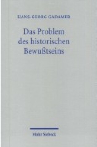 Cover of Das Problem des historischen Bewusstseins