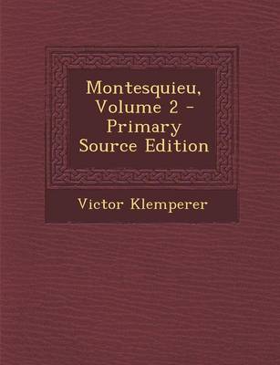 Book cover for Montesquieu, Volume 2