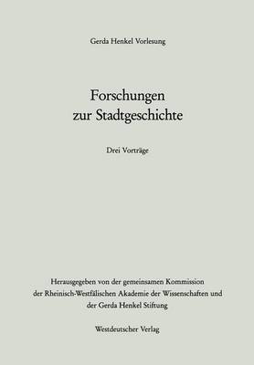 Book cover for Forschungen Zur Stadtgeschichte