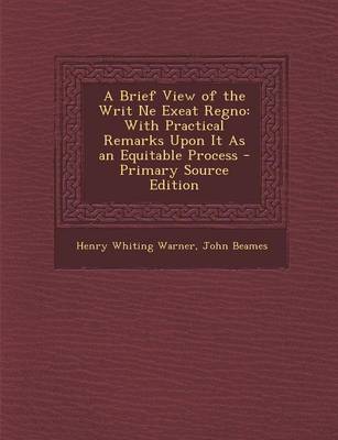 Book cover for A Brief View of the Writ Ne Exeat Regno