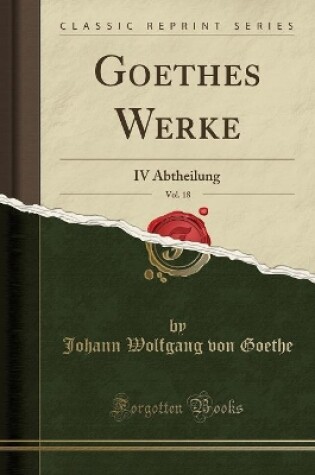 Cover of Goethes Werke, Vol. 18