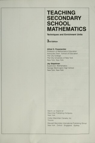 Cover of Teaching Secondary School Mathematics 3r