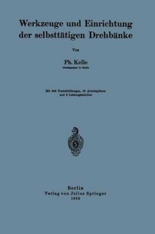 Cover of Werkzeuge Und Einrichtung Der Selbsttatigen Drehbanke