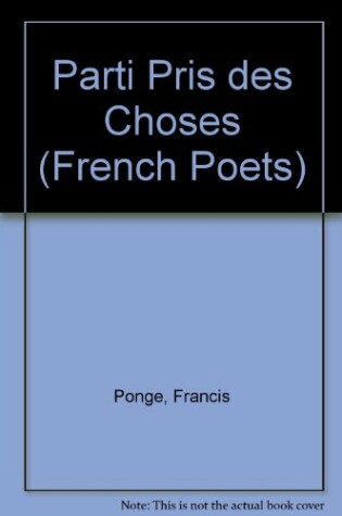 Cover of Parti Pris des Choses