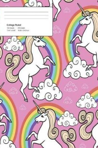 Cover of Unicorn Pink Pattern Composition College Ruled Book (7.44 x 9.69) 200 pages V1