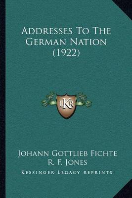 Book cover for Addresses to the German Nation (1922)