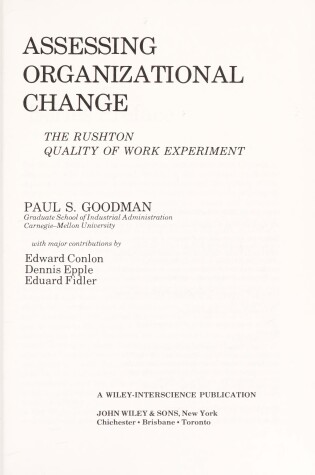 Cover of Assessing Organizational Change